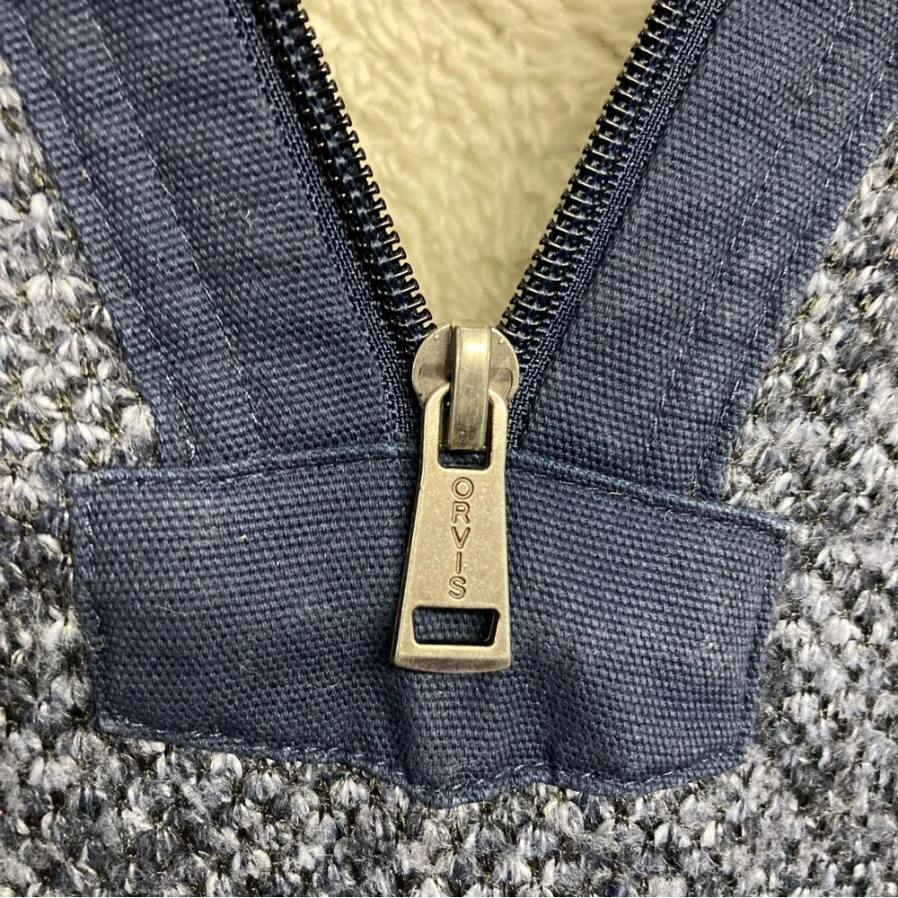Orvis Heathered Blue Zip-Up Sweater - Picture 3 of 13